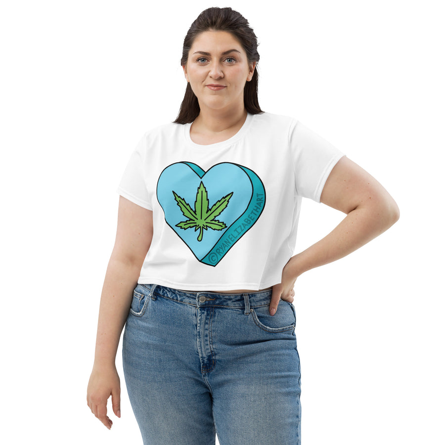 Weed Leaf Candy Heart Crop Top