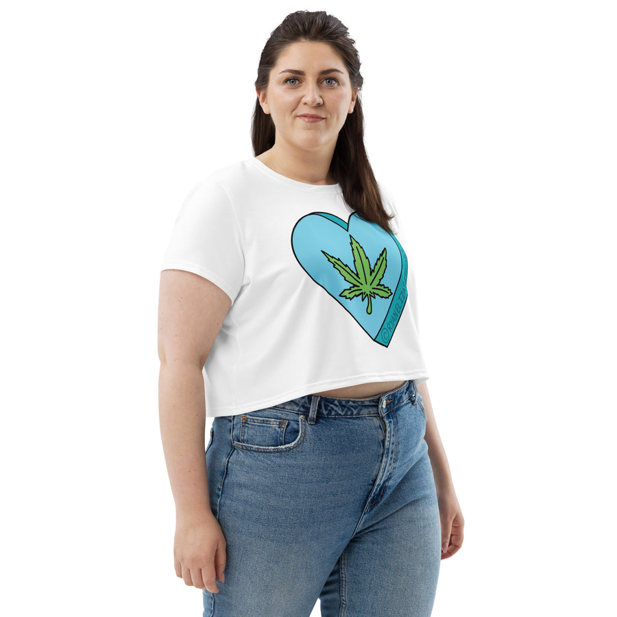 Weed Leaf Candy Heart Crop Top