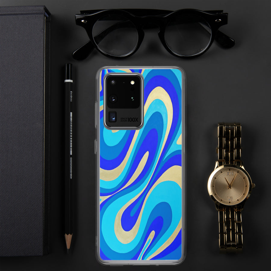 Blue & Gold Trippy Lines Samsung Case