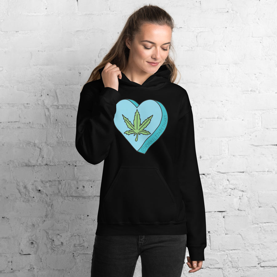 Weed Leaf Candy Heart Hoodie