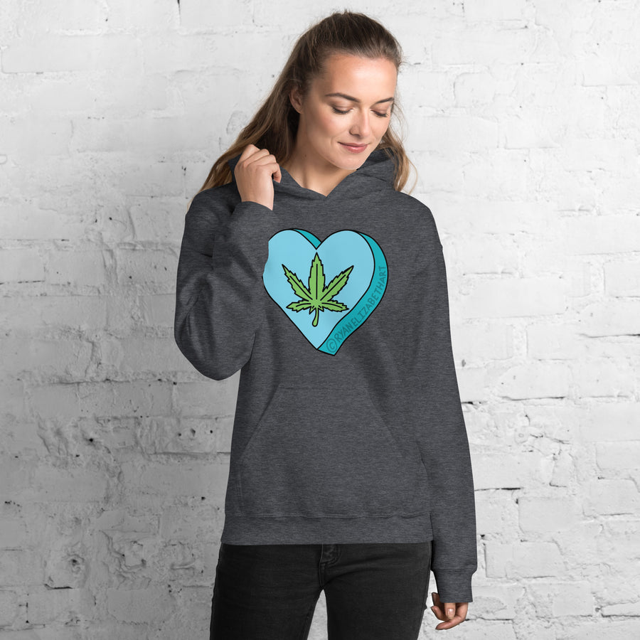 Weed Leaf Candy Heart Hoodie