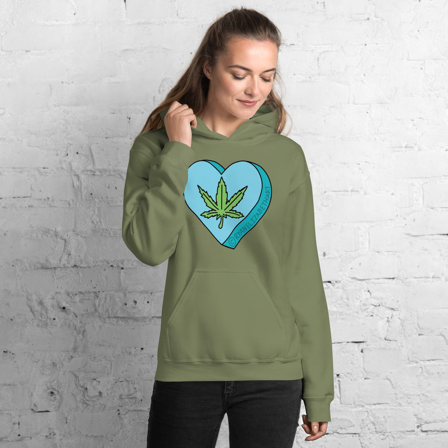 Weed Leaf Candy Heart Hoodie