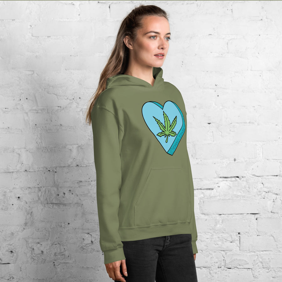 Weed Leaf Candy Heart Hoodie
