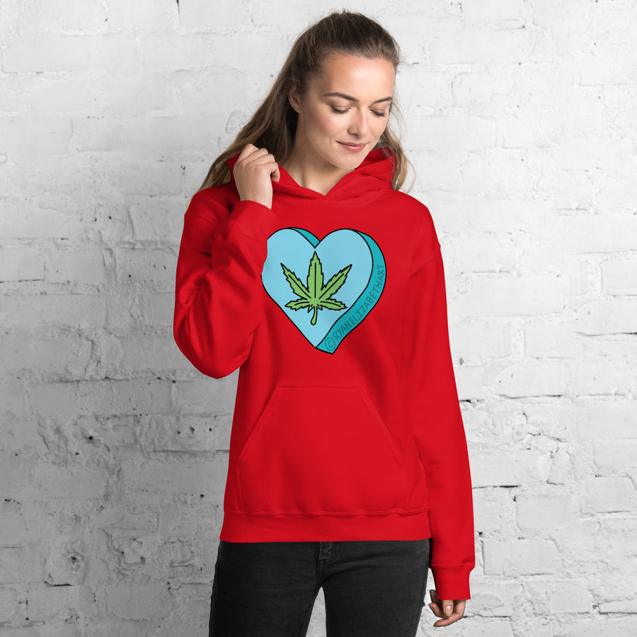 Weed Leaf Candy Heart Hoodie