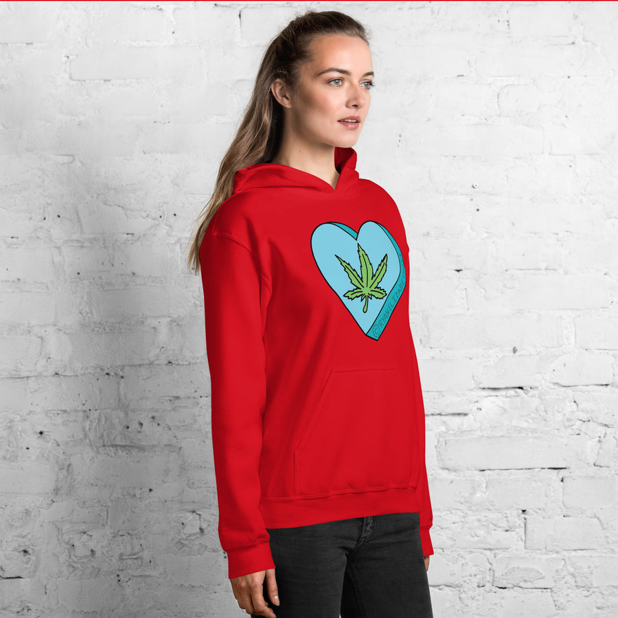 Weed Leaf Candy Heart Hoodie